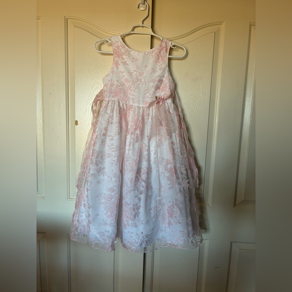 Perfectly Dressed Girls Dress White Pink Floral Sleeveless Summer Maxi Size 10